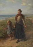 Rsa Rsw Roi Hugh Cameron, Mother and child on a coastal path
