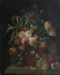 Geit, Still life with Vase of Summer Flowers and Bird Nest