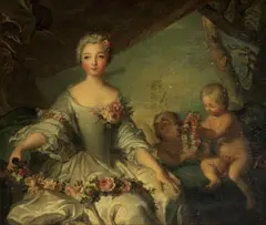 Jean-Marc Nattier, Portrait of a lady, said to be Mademoiselle de Chartres, with two putti, oil on canvas