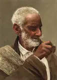 Continental School, 20th Century, Portrait of a man smoking a pipe, oil on canvas