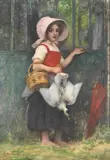 Émile Renard, Young girl with a duck, oil on canvas