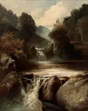 William Henry Mander, The falls, oil on canvas