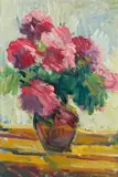 Leon Abramowicz, Still life of flowers, oil on paper laid to canvas