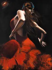 Fabian Perez, 'Dancer in Red', oil on canvas