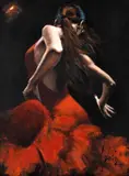 Fabian Perez, 'Dancer in Red', oil on canvas