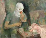 Henry George Hoyland, A clown backstage, oil on canvas