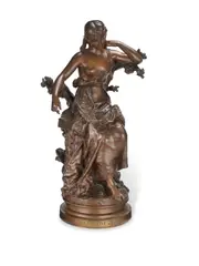 Hippolyte Moreau, patinated bronze figure entitled 'Captive', patinated bronze