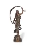 August Moreau, patinated bronze figure of 'La Brise', patinated bronze