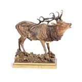 Franz Bergman, cold painted bronze model of a stag on integral base, cold painted bronze