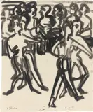 Tanzende by Ernst Ludwig Kirchner, 1922, Tuschpinsel auf Papier, im Originalpassepartout des Künstlers, sold Jun 2025