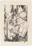 Max Beckmann, Der Nachhauseweg“ (Selbstbildnis mit Kriegskrüppel), 1919, Lithografie auf imitiertem Japan