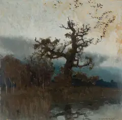 Der Rabenhorst by Eugen Bracht, 1904, Öl auf Hartfaser, sold May 2024