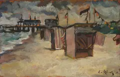 Leo von König, Gewitter am Strand, 1920, Öl auf Holz