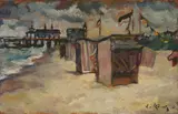 Leo von König, Gewitter am Strand, 1920, Öl auf Holz