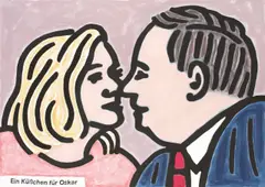 C. O. Paeffgen, Ein Küßchen für Oskar, 1998, Acryl auf Leinwand, mit Leinwand hinterlegt