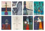 Gert und Uwe Tobias, Ohne Titel. 2005/2006/2007, Konvolut aus 8 Papierarbeiten: Acryl, Aquarell, Collage, Kugelschreiber, Schreibmaschine, Filzstift und Bleistift auf Papier