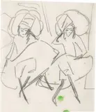 Zwei Tänzerinnen by Ernst Ludwig Kirchner, Um 1910, Bleistift und Spuren grüner Wasserfarbe auf Papier, sold Jun 2023