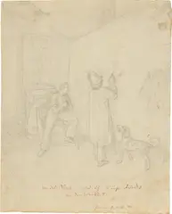 Carl Julius Milde, Julius Oldach und Erwin Speckter im Atelier in München, 1826, Bleistift auf Papier