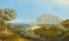 August Kopisch, Blick auf Palermo mit dem Monte Pellegrino, 1827, Öl auf Leinwand