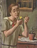 August Wilhelm Dressler, Der kranke Vogel, 1927, Öl auf Holz