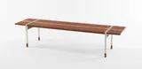 Mid-Century Modern, Teak and aluminum bench