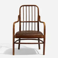 armchair, model A 63 F by Josef Frank, 1929/30, stained beech, leather, caning, sold Mar 2020