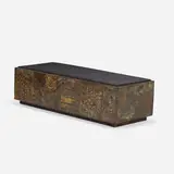 Patchwork coffee table by Paul Evans, c. 1970, patinated copper, bronze, and pewter, cleft slate, sold Mar 2020