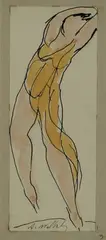 Isadora Duncan by Abraham Walkowitz, ink and watercolor on paper, sold May 2004