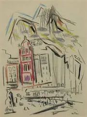 John Marin, New York Street Movement and Figure, c. 1925, crayon on paper