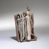 Margaret Ponce Israel, Figures in Showcase #30 (Standing Figures), 1972, terracotta