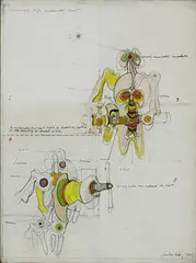 Enrique Castro-Cid, Mechanical Hips, Mechanical Heart, 1963, oil and collage on canvas