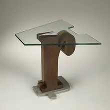 Nancy Dwyer, ART table 2, 1993, aluminum, glass, wood
