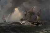 Charles Henry Seaforth, Ships of the Imperial Russian Navy in stormy seas, oil on canvas