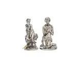 Jean-Louis Jaley, Two 19th century silvered bronze figures of nude maidens, silvered bronze