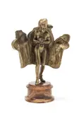 Bruno Zach, gilt bronze metamorphic erotic figure of a 'fur coat lady', gilt bronze