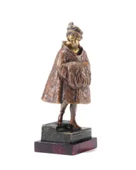 Franz Bergman, unusual cold painted bronze metamorphic female figure of 'The thief', cold painted bronze