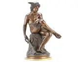 Marius Montagne, late 19th century patinated bronze figure of Mercury, patinated bronze
