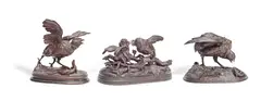 and Ferdinand Pautrot (1832-1874): Three patinated bronze models of birds by Jules Moigniez, patinated bronze, sold Feb 2021