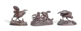 Jules Moigniez, and Ferdinand Pautrot (1832-1874): Three patinated bronze models of birds