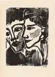 Emil Nolde, Doppelbildnis, 1937, Holzschnitt auf festem Papier