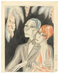 Dodo (Dörte Clara) Wolff, Annäherung der Geschlechter, 1928, Aquarell und Bleistift auf Papier