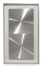 Getulio Alviani, superficie a testura vibrantile, 1970, Aluminium auf bemaltem Holz