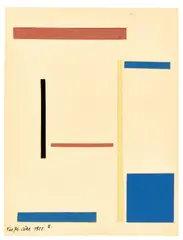 Peter Röhl, O.T. (Gleichgewichtskomposition V), 1922, Collage mit farbigen Papierstreifen auf Papier