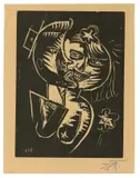 Otto Dix, Der Kuß (Liebespaar), 1919, Holzschnitt auf bräunlichem Papier
