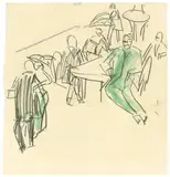 Tanzlokal by Ernst Ludwig Kirchner, Um 1910, Grafit und Farbkreide auf Papier, sold May 2019
