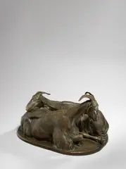 August Gaul, Die Ziegen (auch: Römische Ziegen; Zwei liegende römische Ziegen), 1898, Bronze mit brauner Patina