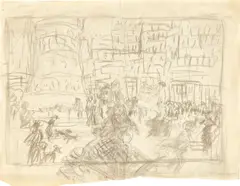 Pierre Bonnard, Straßenszene, Place de Clichy (Paris), Um 1905, Kohle auf Papier