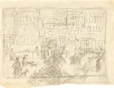 Pierre Bonnard, Straßenszene, Place de Clichy (Paris), Um 1905, Kohle auf Papier