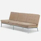 Florence Knoll, sofa, nickel-plated and enameled steel, upholstery
