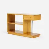 P.D. Monteleone, side table, c. 1940, maple veneer, chrome-plated metal